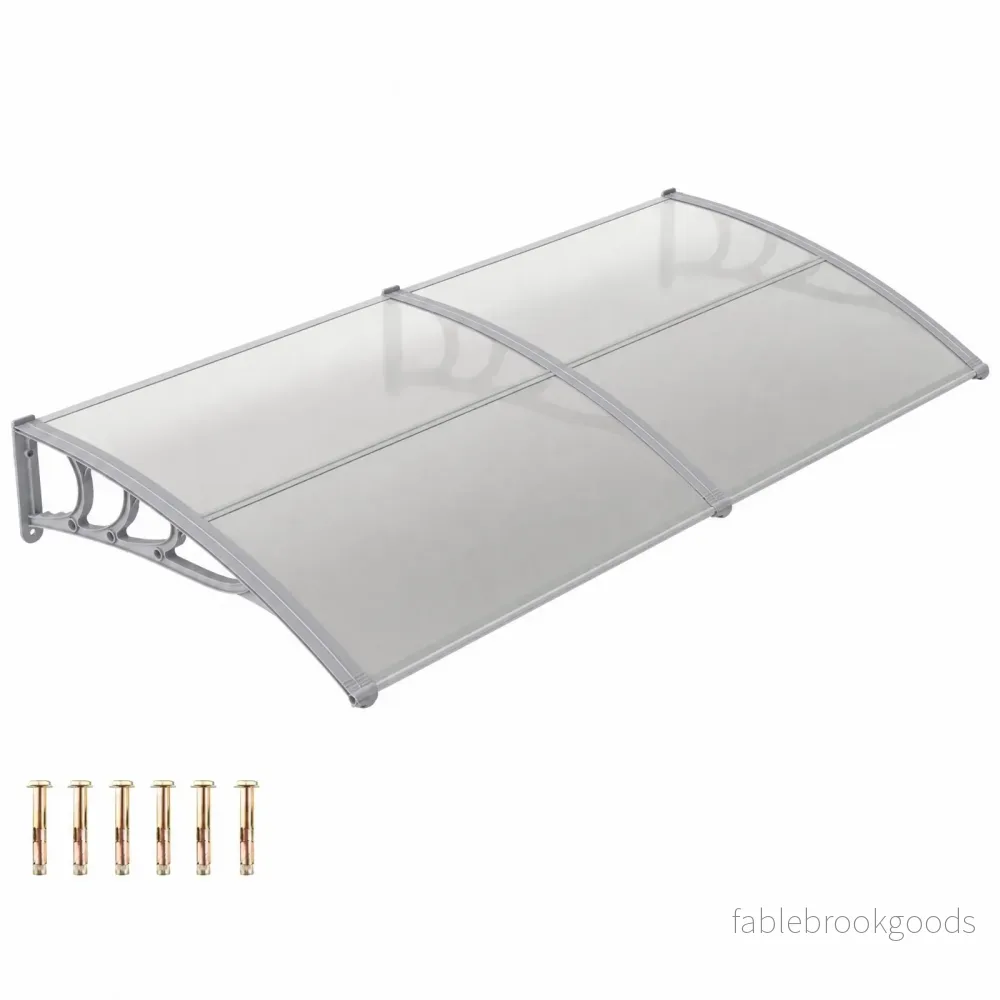 Förtak – för ytterdörr, i polykarbonat med aluminiumstänger och PP‑fästen Ljusgrå – 197 x 89 cm