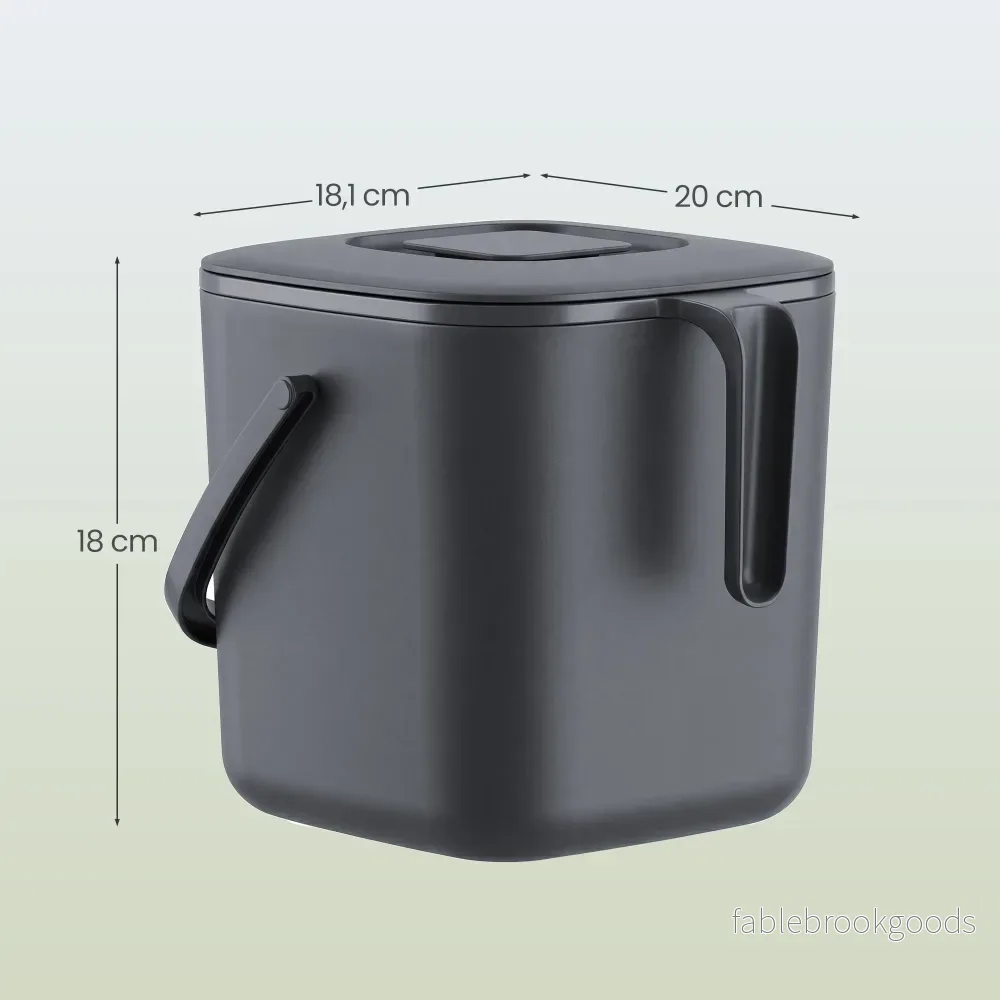 Gft-emmer - Geurdicht met Deksel en Handgreep - Grijs - 21 x 20 x 19,5 cm - Bild 3