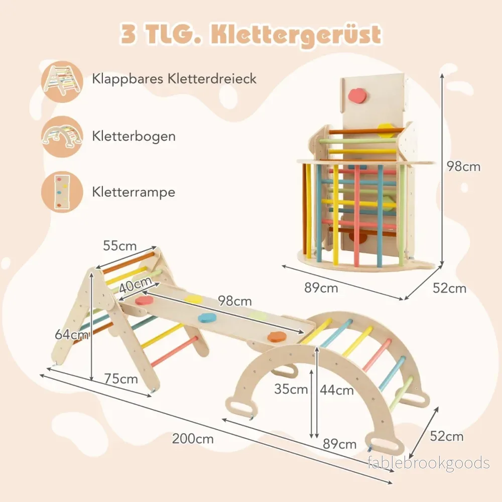 i – klättertriangel med rutschkana och klätterbåge dubbelsidig ramp klätterställning Macaron – 4 1 – Flerfärgad - Bild 2