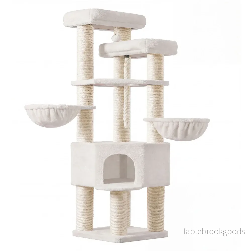 Krabpaal – 186 cm – Dikke Sisalpalen – Voor Grote Katten – Wit Krabpaal – 186 cm – Dikke Sisalpalen – Voor Grote Katten – Wit