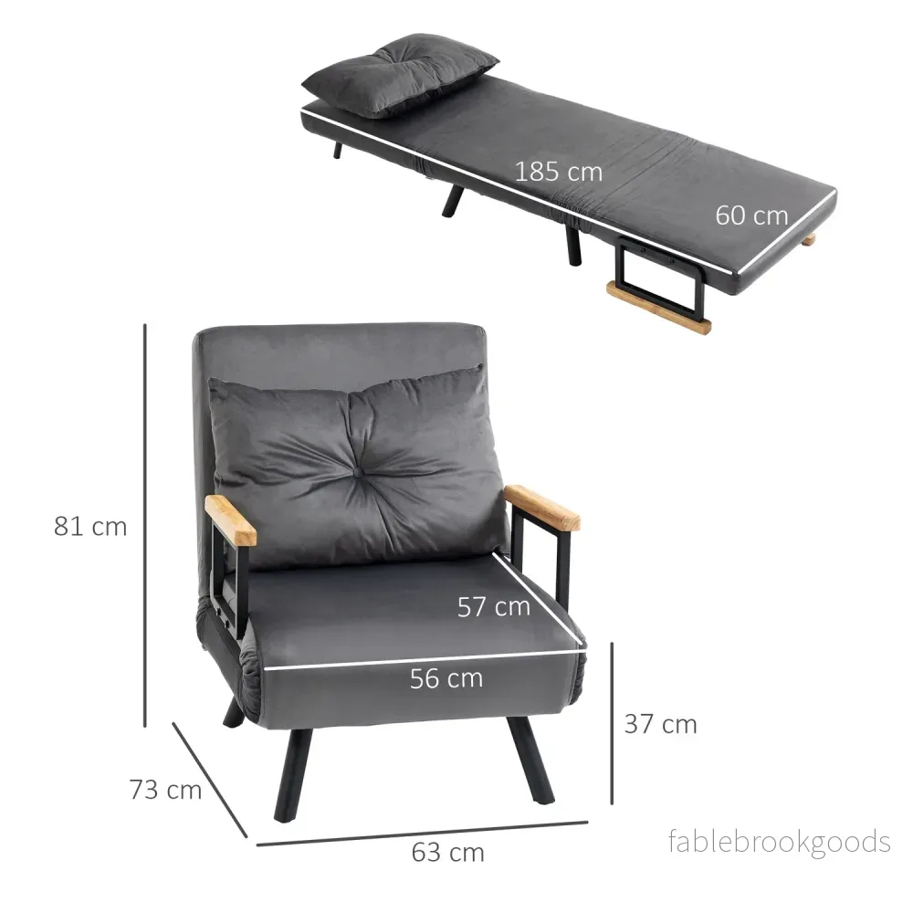 Justerbar sovstol, sammetslook, mörkgrå - Bild 3
