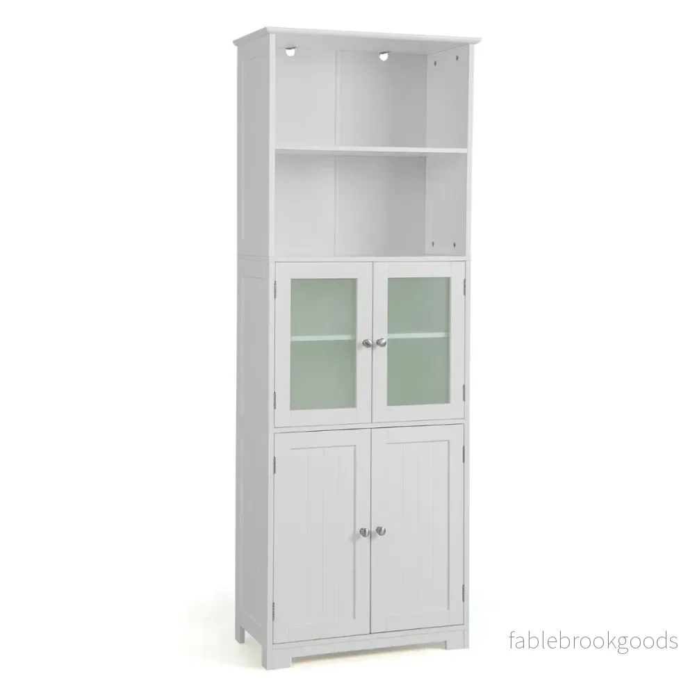 Högt – badrumsskåp Fristående förvaringsskåp – 60 x 30 x 163 cm – Vit