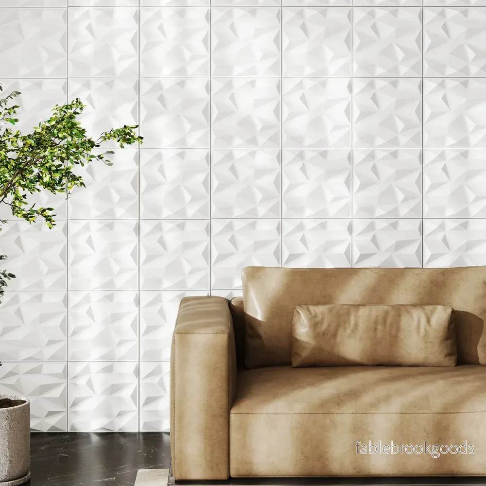 stycken – 3D väggpaneler diamant väggbeklädnad väggdekoration m² – 50 30 x 30 cm 4,5 – Vit - Bild 3