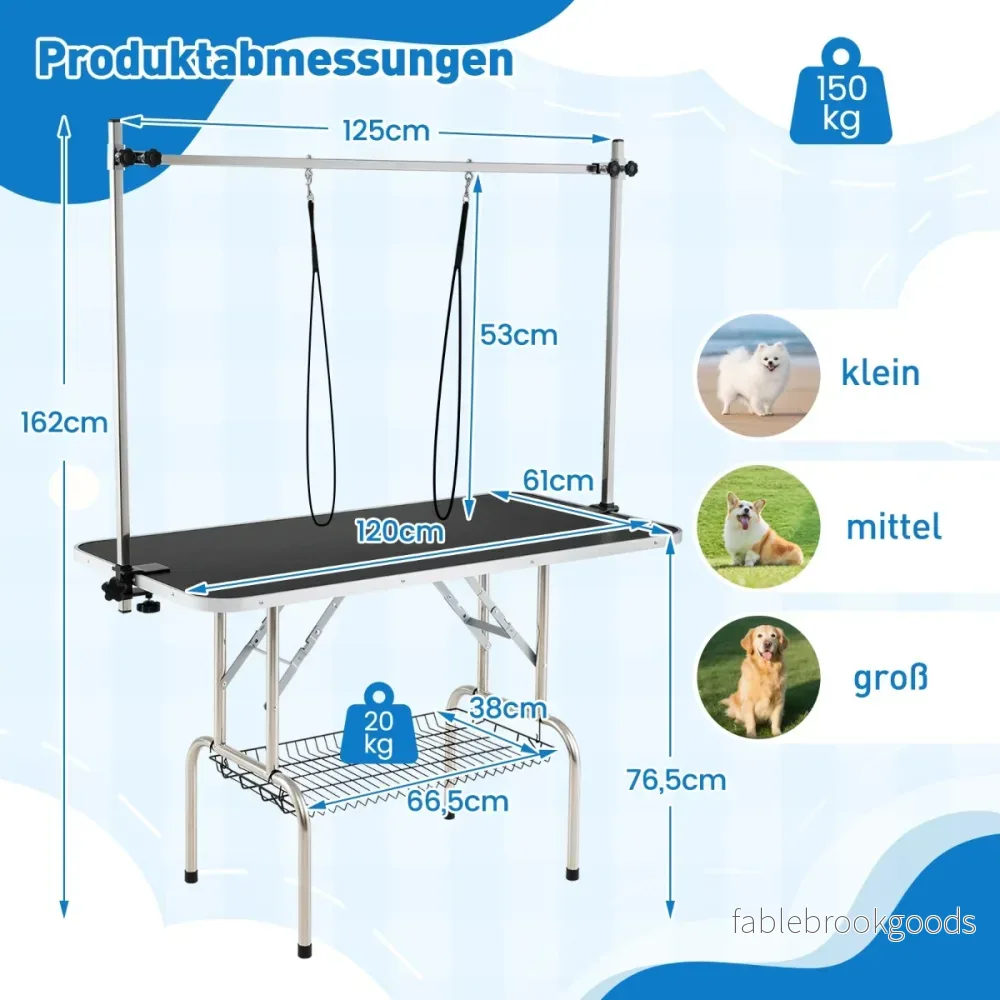 Fällbar – hundvårdsbord justerbart husdjursvårdsbord trimningsbord – Svart - Bild 2