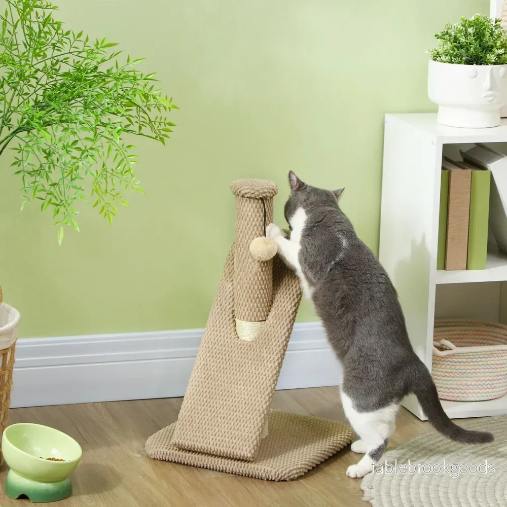 Kattskrapstolpe, 54 cm sisal, gräddvit med lekboll - Bild 2