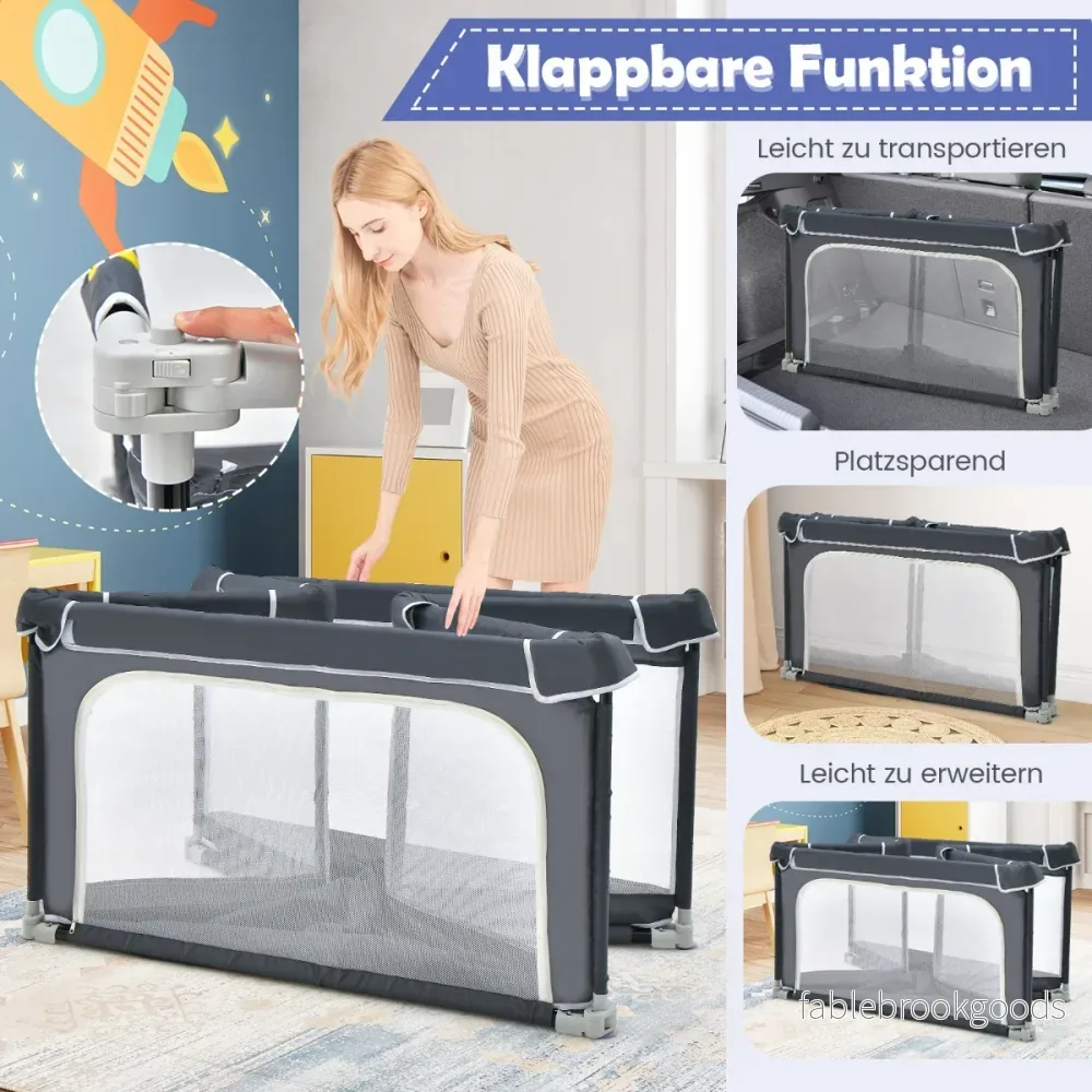 Fyrkantig – babylekhage Stort lekstaket – 124 x 124 cm – Mörkgrå - Bild 3