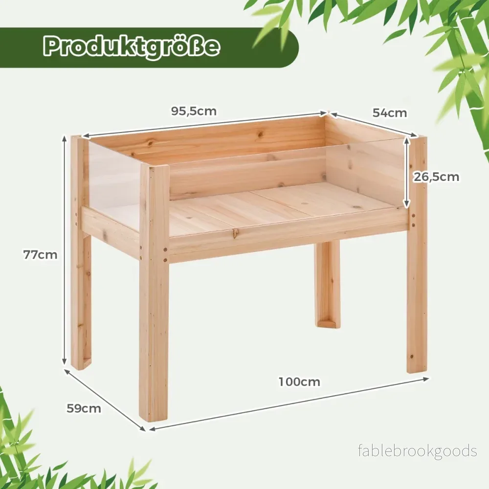 upphöjd – bädd med dräneringshål och transparenta akrylpaneler – 130 L 100 x 59 x 77 cm – Natur - Bild 2