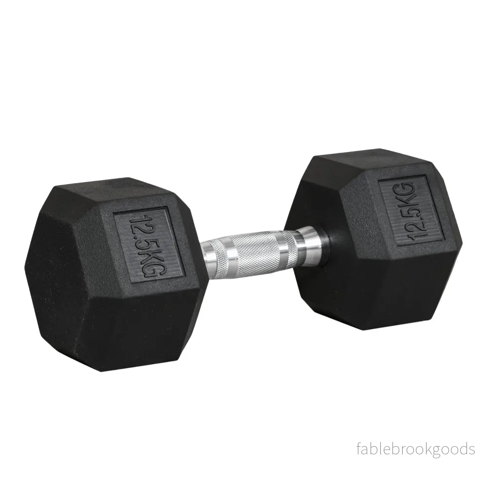 Hexagon hantel med räfflat handtag – 12,5 kg gjutjärn
