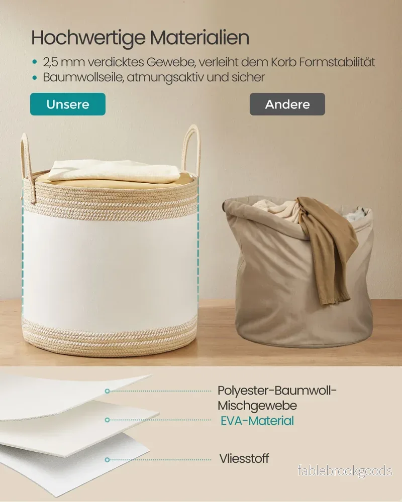 Tvättkorg 90L med lock och handtag - Platssparande - Brun - Bild 3