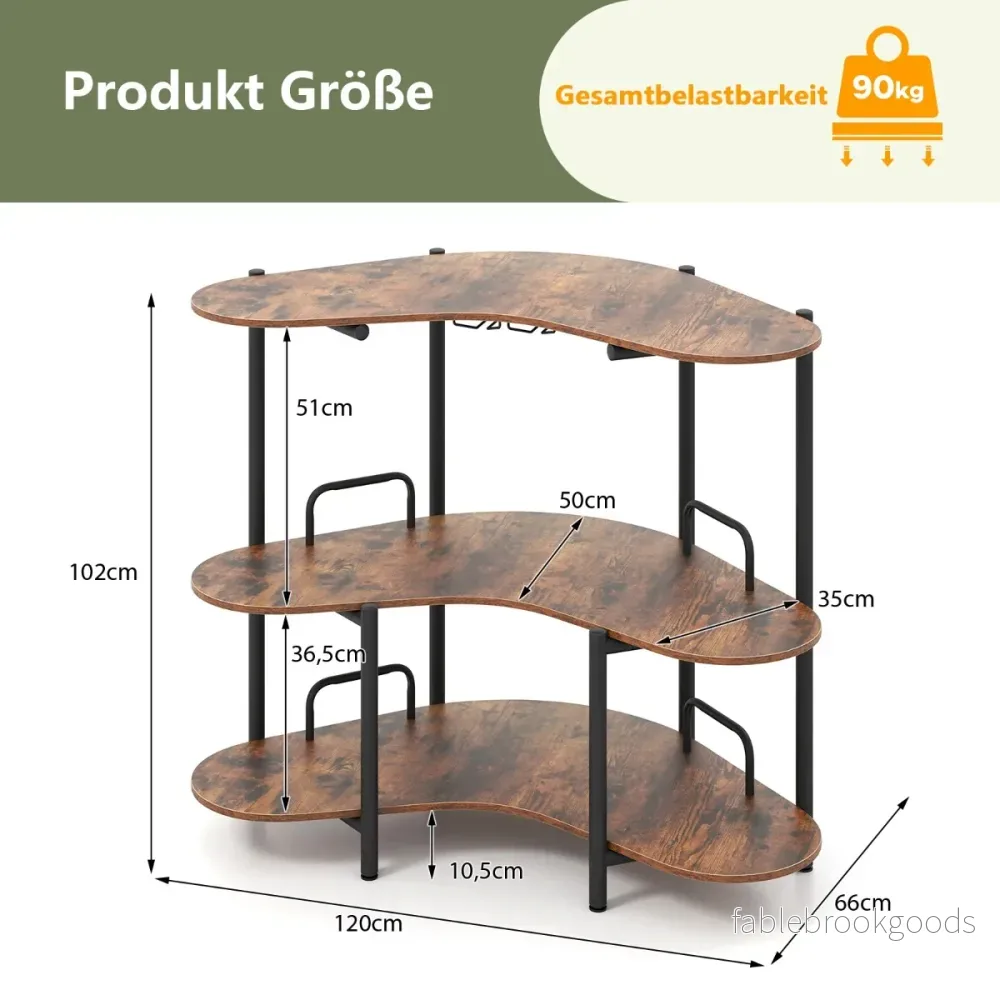 nivåer – kök bardisk med glasställ och metallram husbar köksbänk minibaren – 3 – Brun - Bild 2