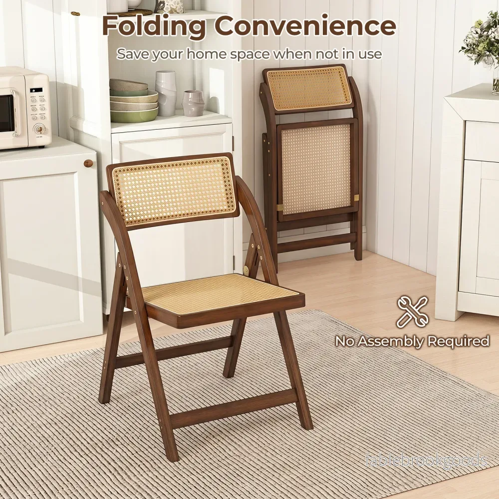 Tvåpack – rotting fällbara stolar med bamburam, i boho stil, max belastning kg, valnötsfärg – 150 - Bild 3