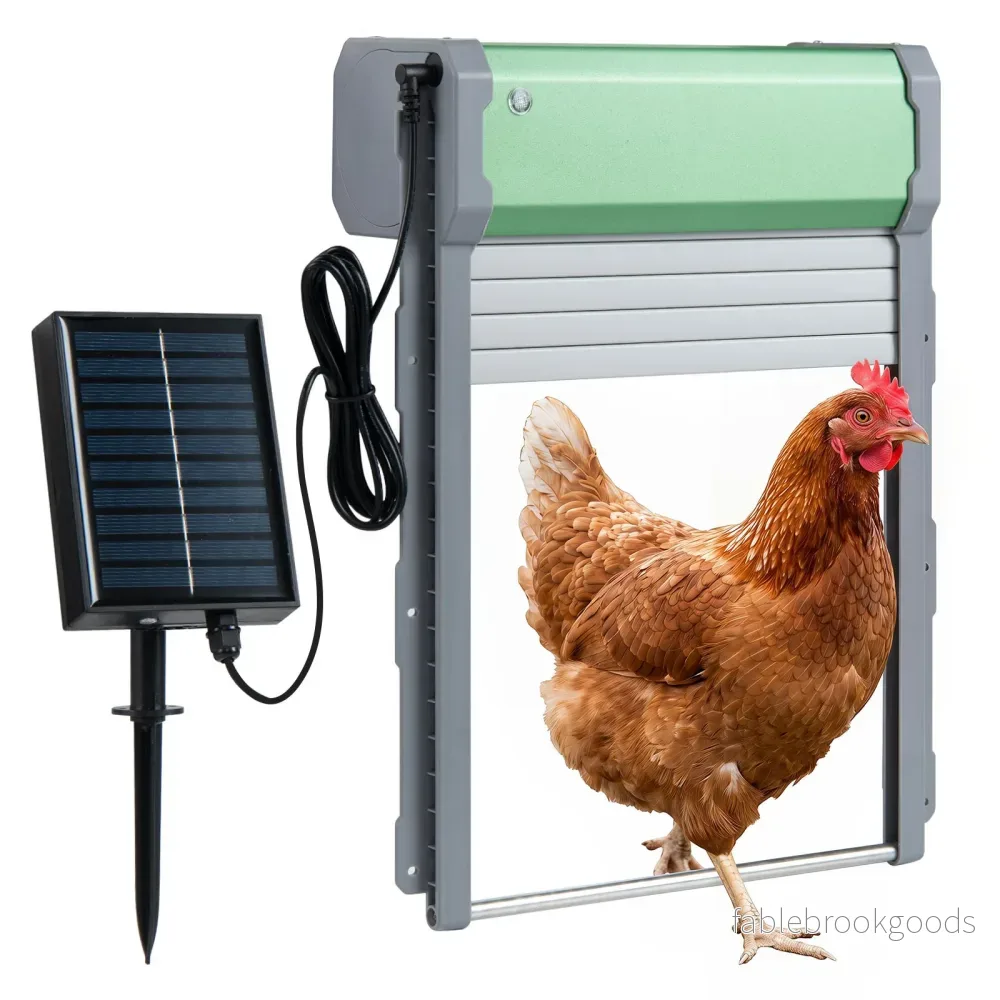 Automatisk – hönsdörr med solenergi lägen timer ljussensor och fjärrkontroll Hönshusets klämskydd – 4 – Silver