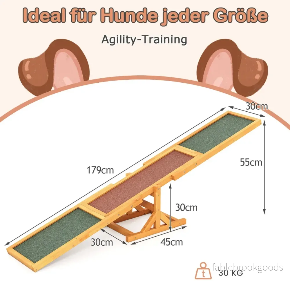 Trä – Hund Agility Vippbräda och leksats Utomhus lökleksak Klätterplattform – Gul - Bild 2
