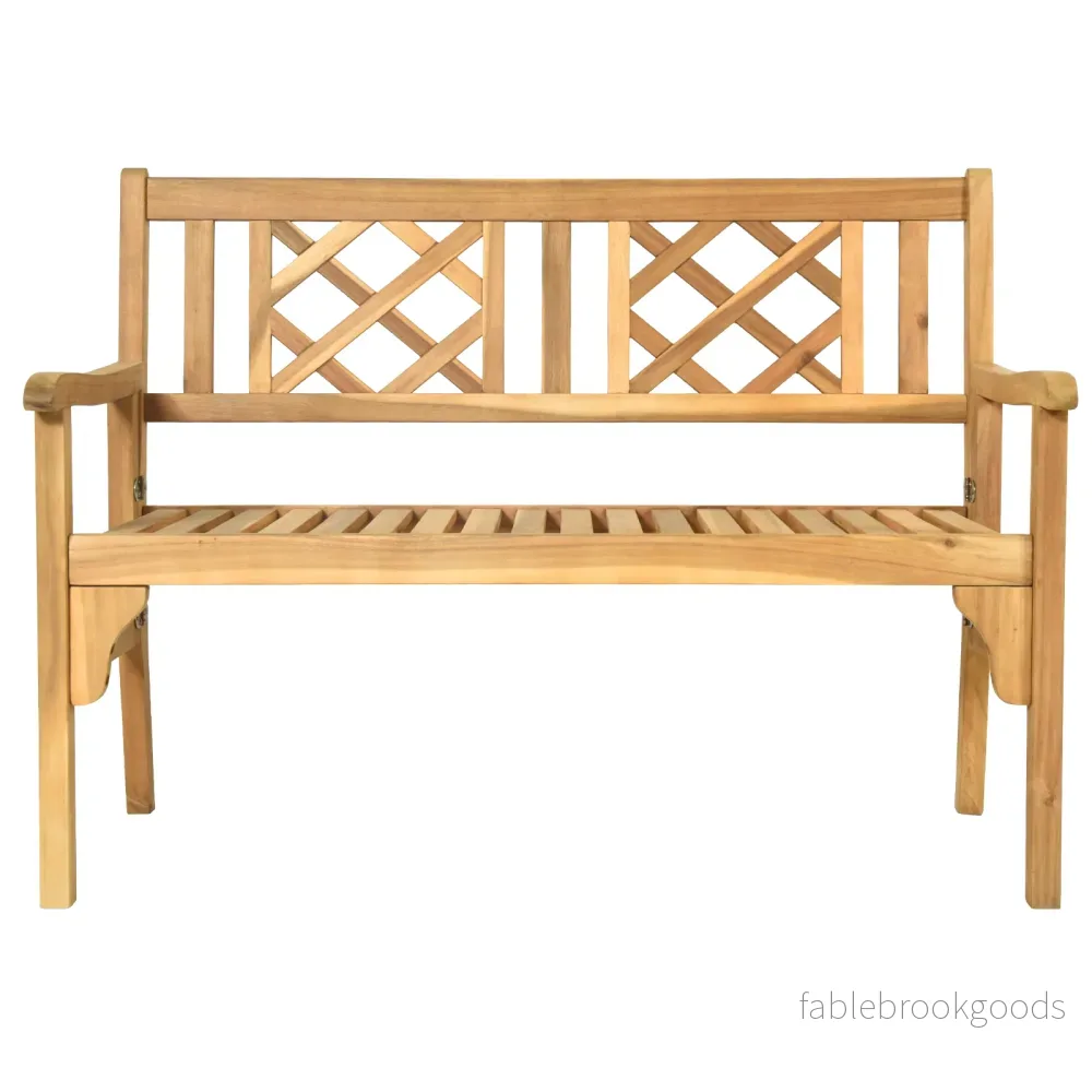 Hopfällbar – uteplats bänk trä trädgårdsmöbler – 120 x 56 x 90 cm – Natur