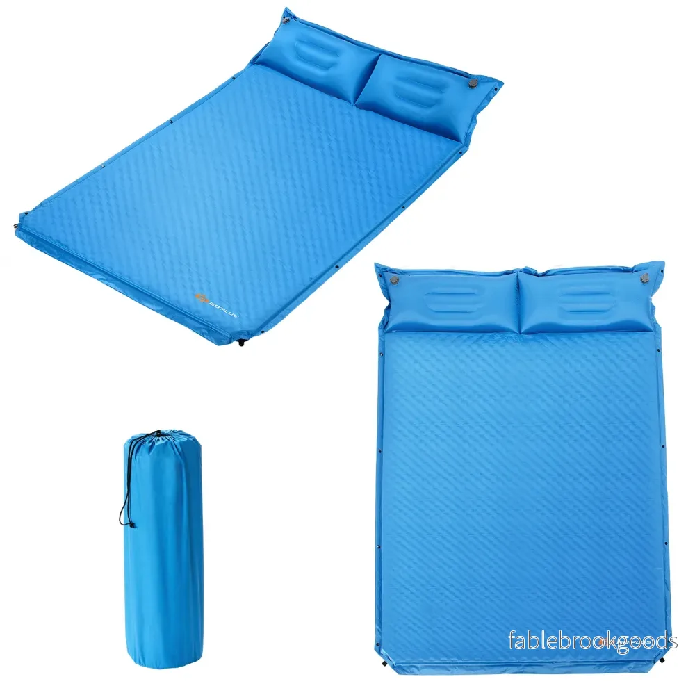 Campingmatta – med kudde personer självuppblåsande liggunderlag – 2 187 x 131 x 4 cm – Blå