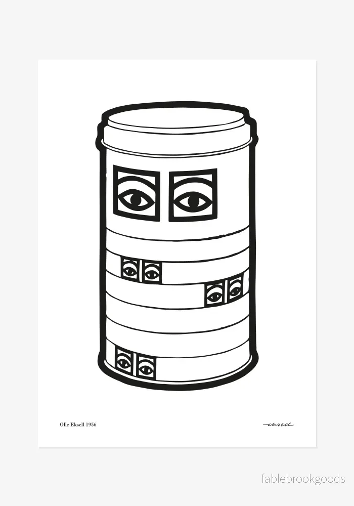 Poster, Olle Eksell, Ögonkakao tin, black/white