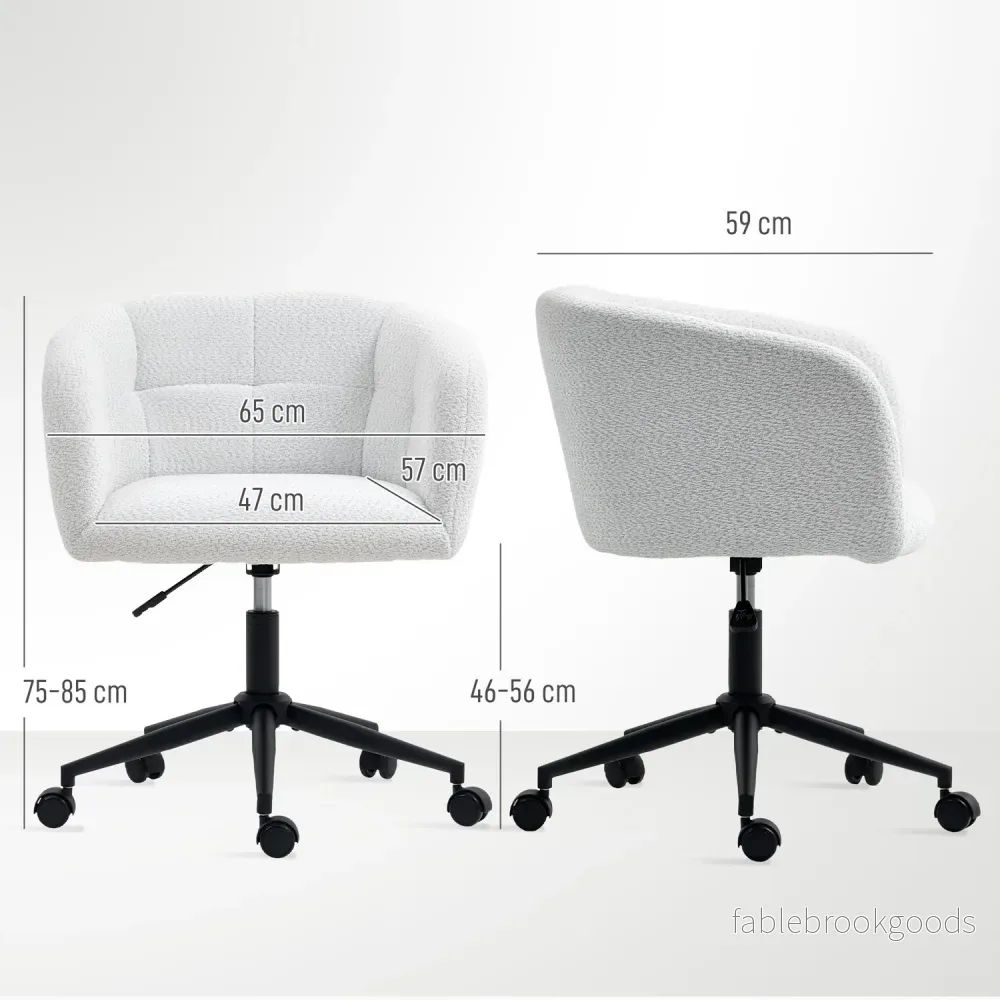 Stoppad kontorsstol, plyschöverdrag, badkarsdesign, krämfärgad/svart - Bild 3