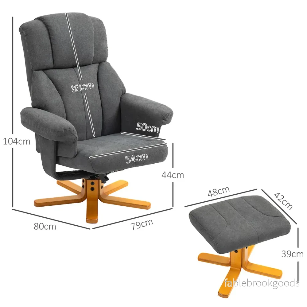 Liggstol med ottoman, 150 kg Max, mörkgrå, 79x80x104cm - Bild 3