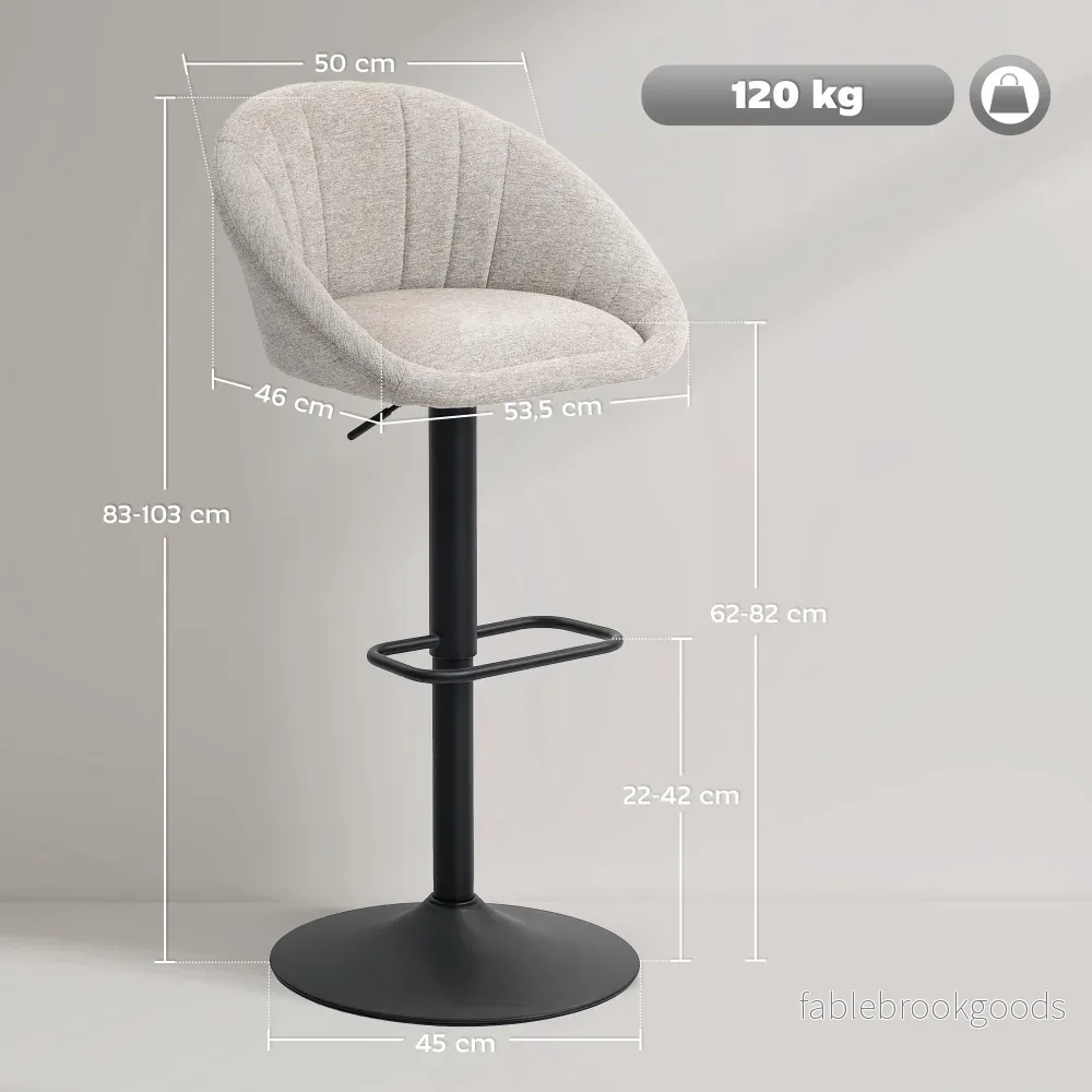 Barstolar Set om 2, Vridbara, Justerbar Höjd, Med Armstöd, Ryggstöd - Bild 3