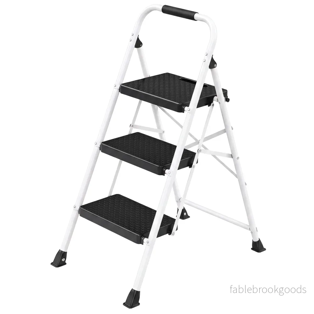 Opvouwbare Trapladder - 3 Treden - Staal - Draagvermogen tot 150 kg - Wit - Bild 2