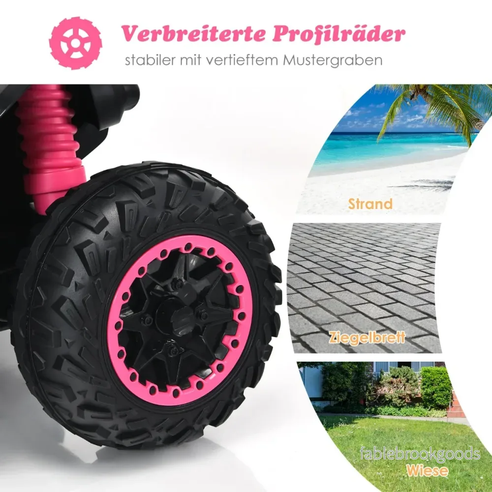 12V – Electric Kids Quad med musikhorn och LED strålkastare Pink – Rosa - Bild 3
