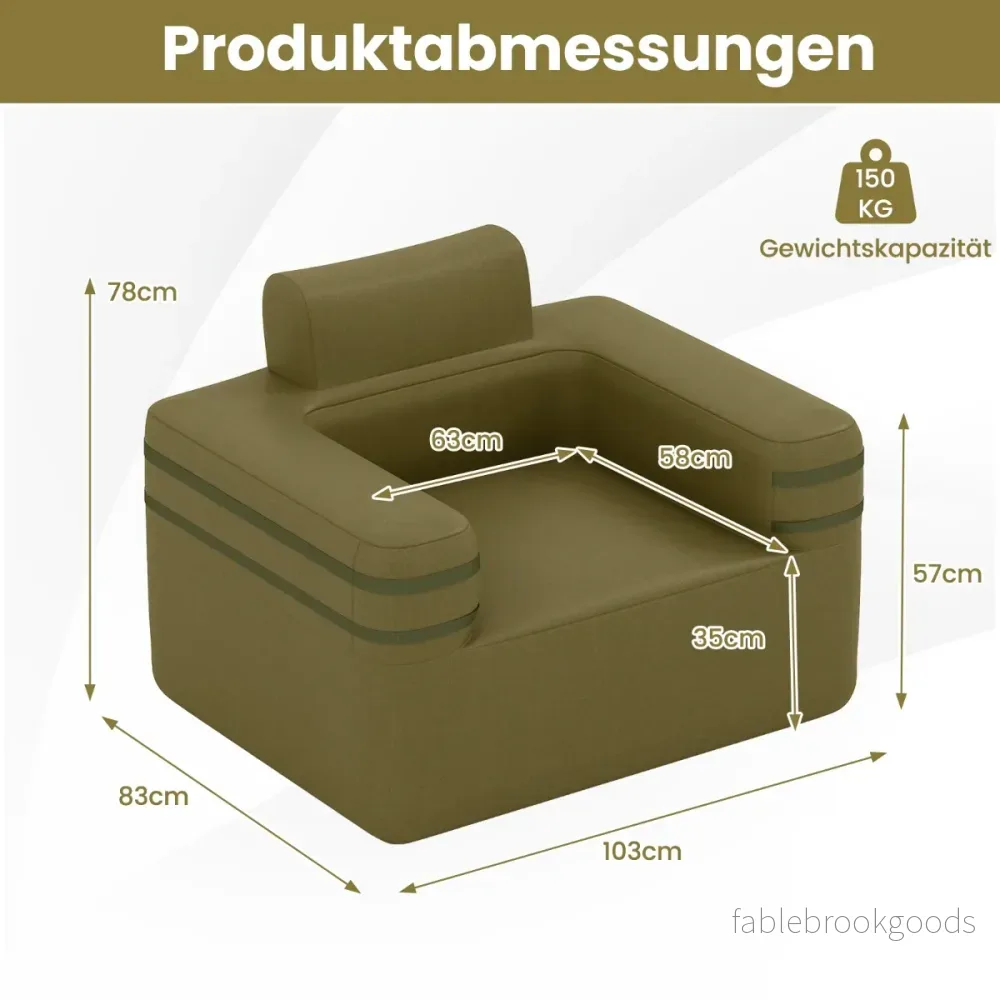Uppblåsbar – soffa med integrerad pump och förvaringsväska för person – 1 – Grön - Bild 2
