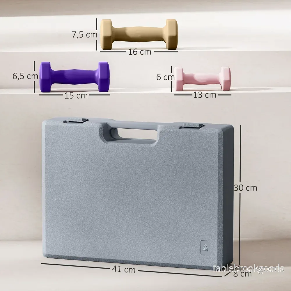 Hantelset, 6-delade stålvikter med fodral, 1-2 kg - Bild 3