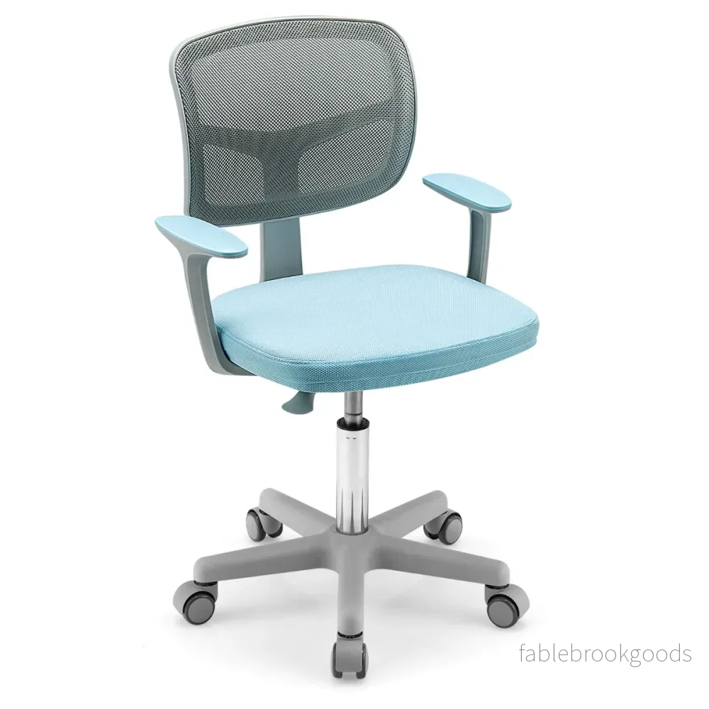 Datorstol – för barn med justerbar höjd och självlåsande hjul + – 54 x 54 x 80-91,5 cm – Blå