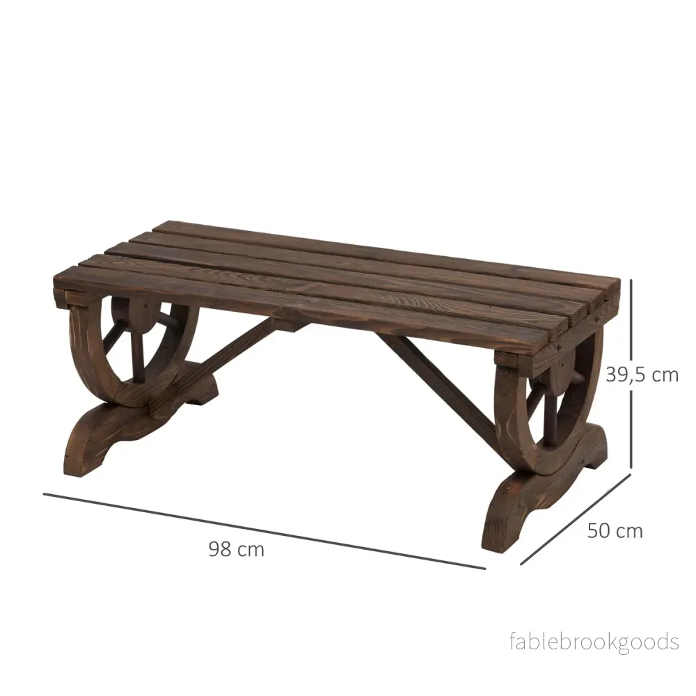 Trädgårdsbänk i trä, väderbeständig rustik design, 98 x 50 x 39,5 cm - Bild 3