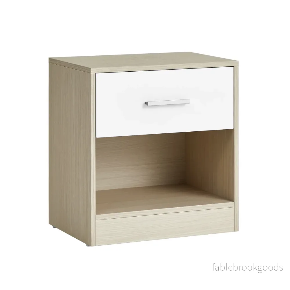 Sängbord med låda – Modern Design – Klassisk Vit