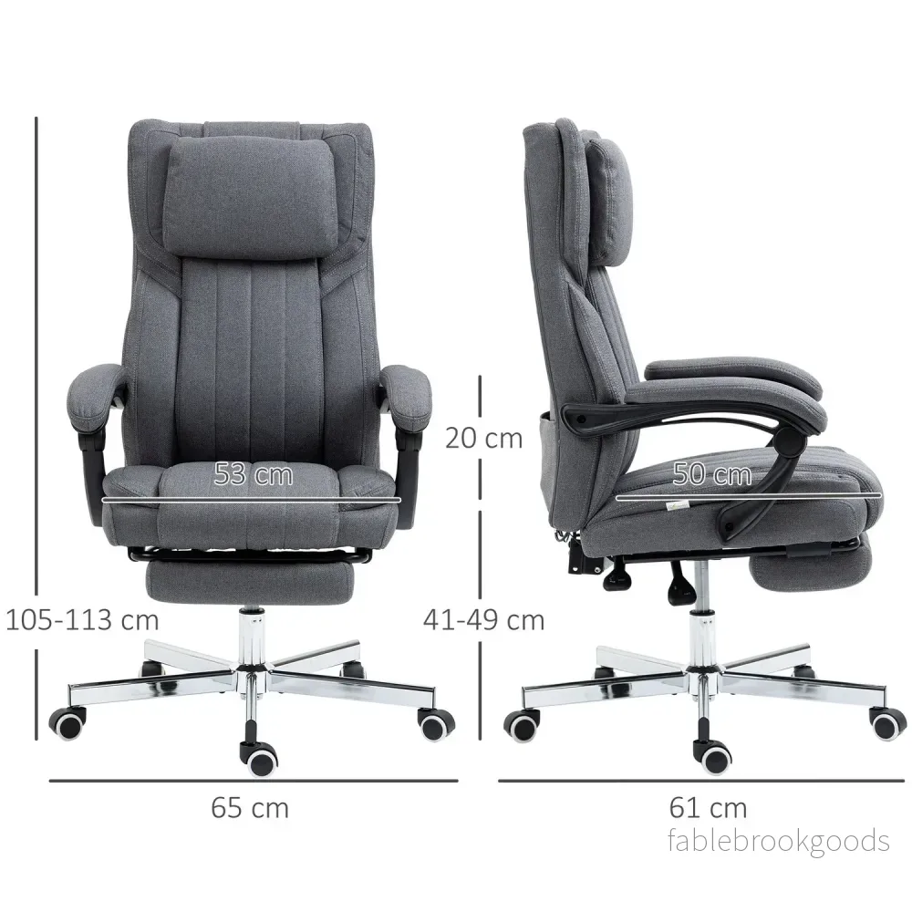 Ergonomisk kontorsstol, Liggande, Massage, Grå - Bild 3