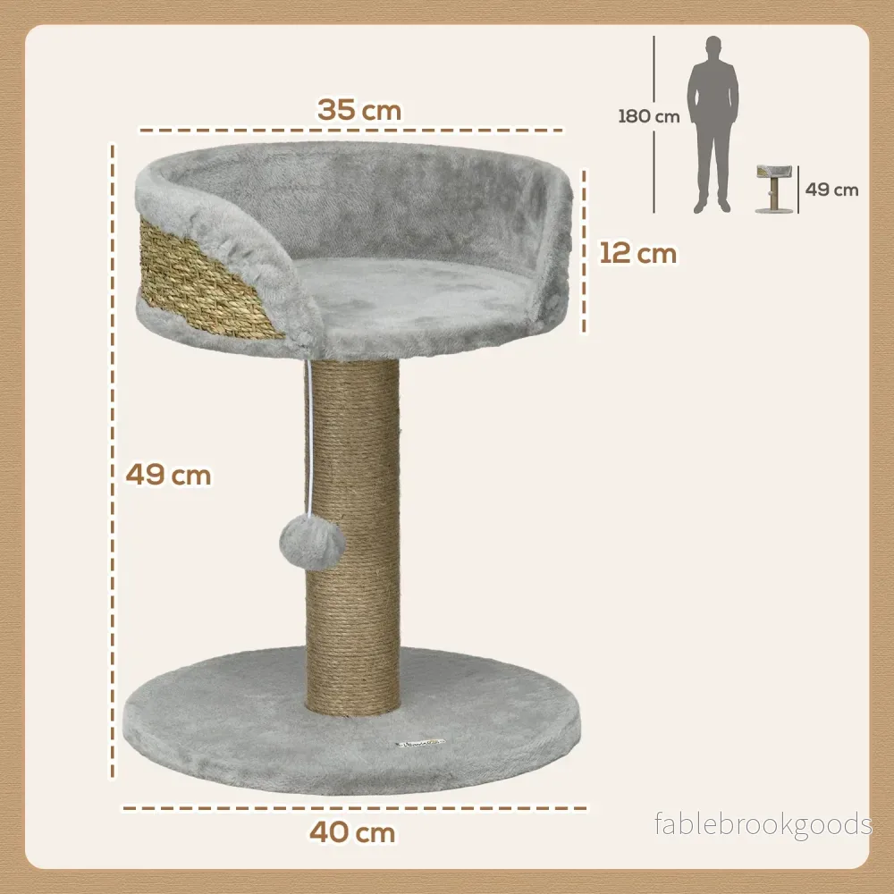 Kattskrapstolpe med lekboll och liggplats, grå - Bild 3