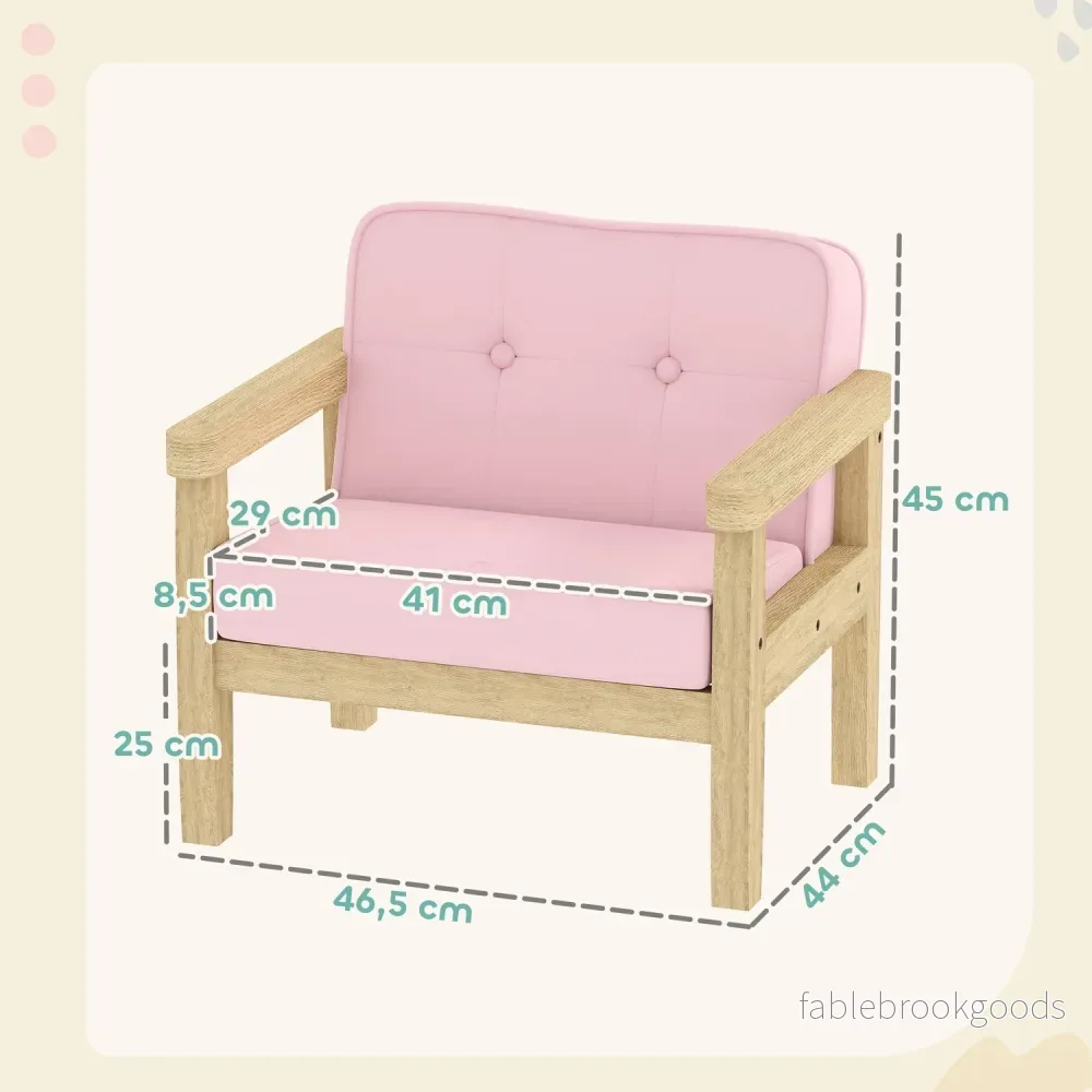 Barnstol i manchester, skum, träben, 3-8 år, rosa - Bild 3