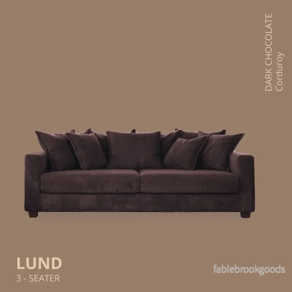 Lund 3-seater Sofa, Dark Chocolate Corduroy, removable & washable cover Lund 3-seater Sofa, Dark Chocolate Corduroy, removable & washable cover