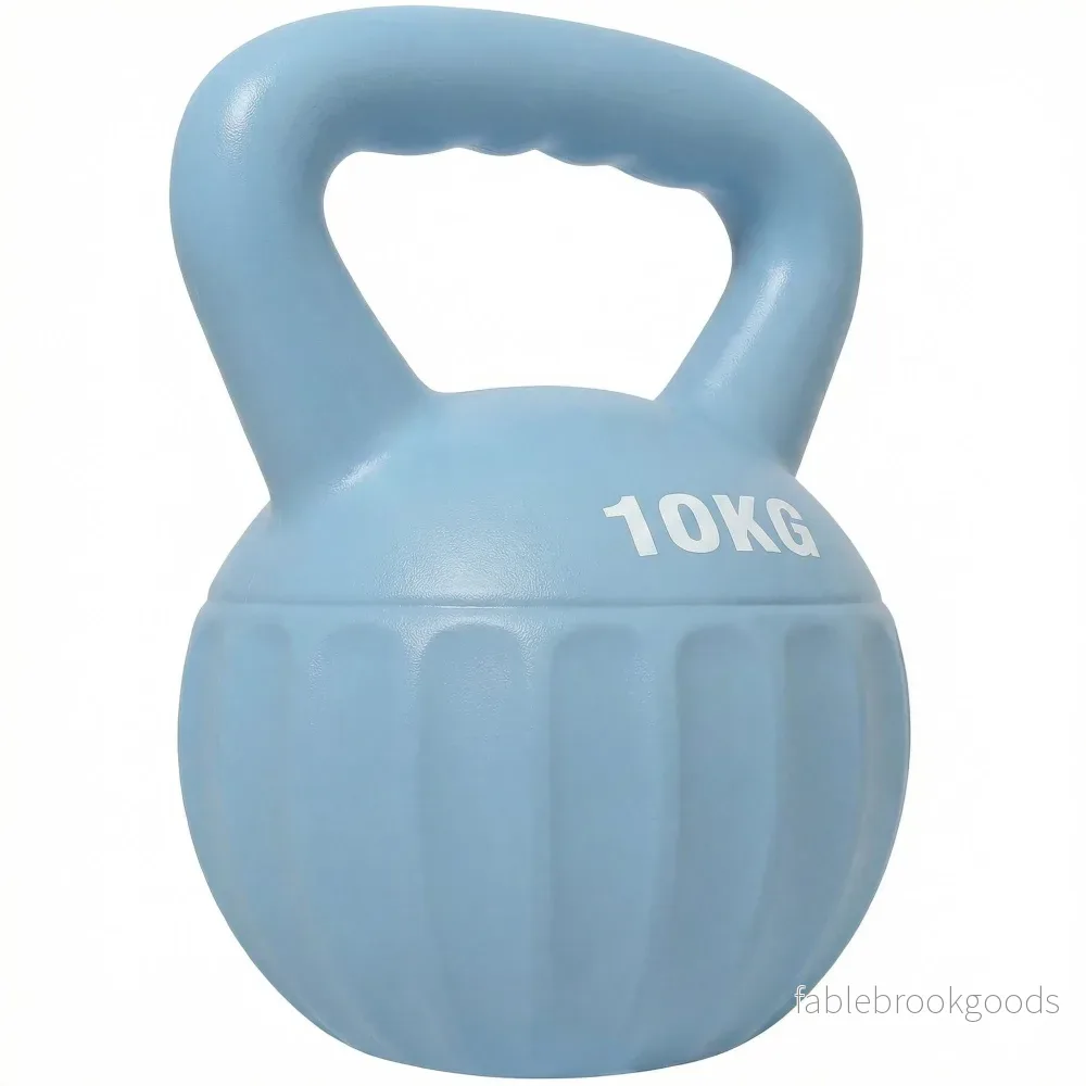 Kettlebell 10 kg, sandfylld, halkfritt grepp, blå