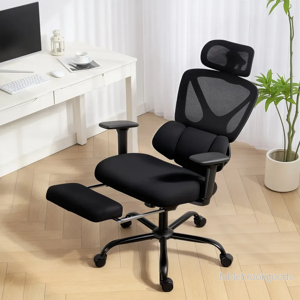 Ergonomisk kontorsstol med nät, ländryggsstöd, justerbart nackstöd - Bild 2