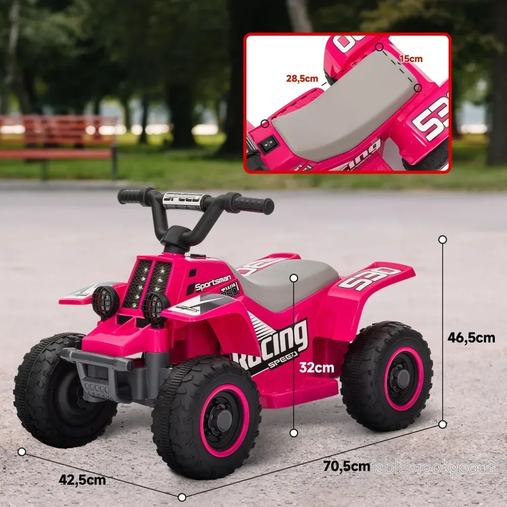 Elektrisk fyrhjuling för barn med LED och horn, rosa, 1,5-3 år - Bild 3