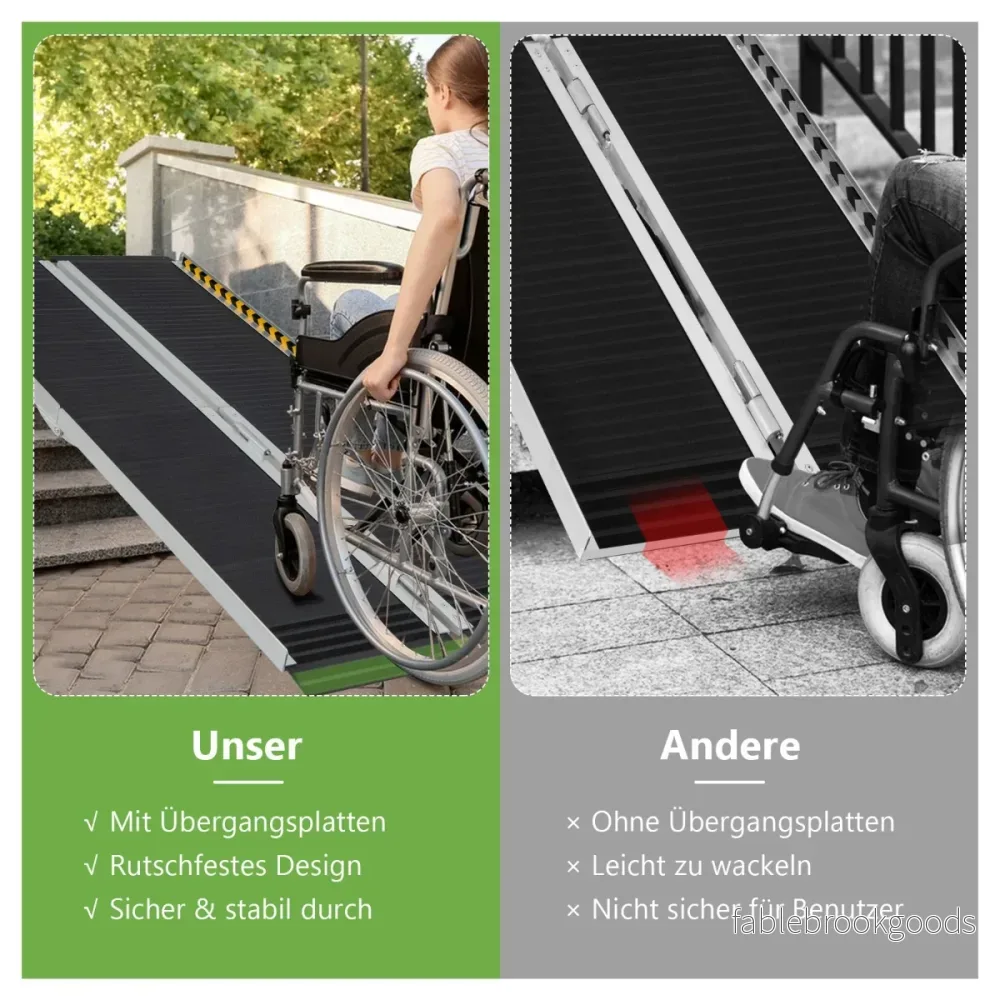 Rullstolsramp – Bärbar och Halkskyddad hopfällbar upp till Lastkapacitet aluminium – 272 kg 152,5 x 74 cm – Svart - Bild 2