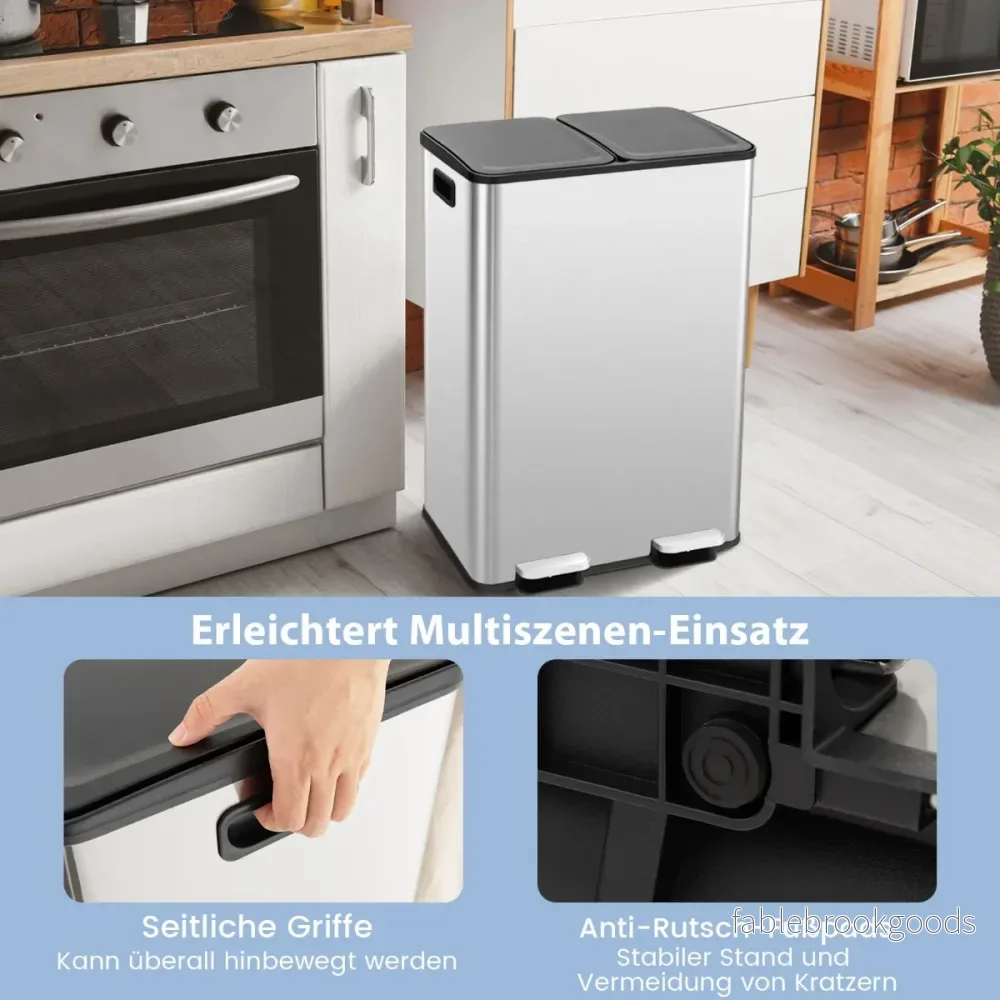 30L – papperskorg med fack och mjukstängande lock deodoriserande – 2 x 2 2 – Silver - Bild 3