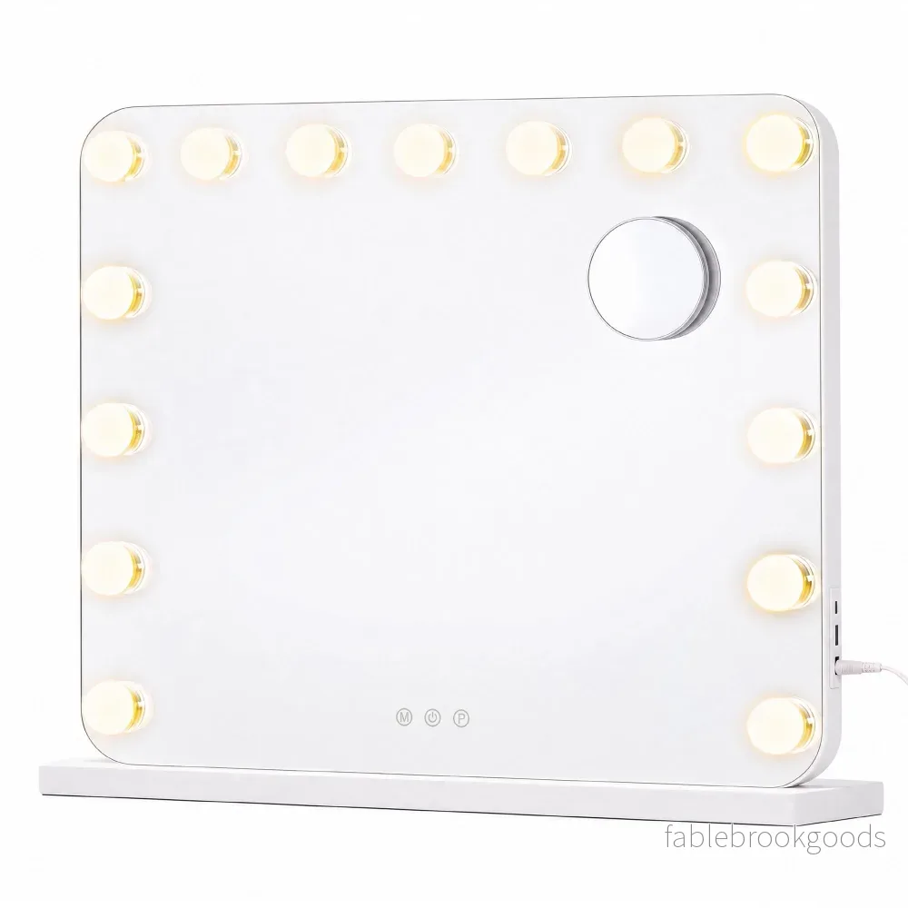 Make-upspiegel – Hollywood met Dimbare LED’s – 10x Vergroting – Matwit – 48 x 58 x 5,7 cm Make-upspiegel – Hollywood met Dimbare LED’s – 10x Vergroting – Matwit – 48 x 58 x 5,7 cm