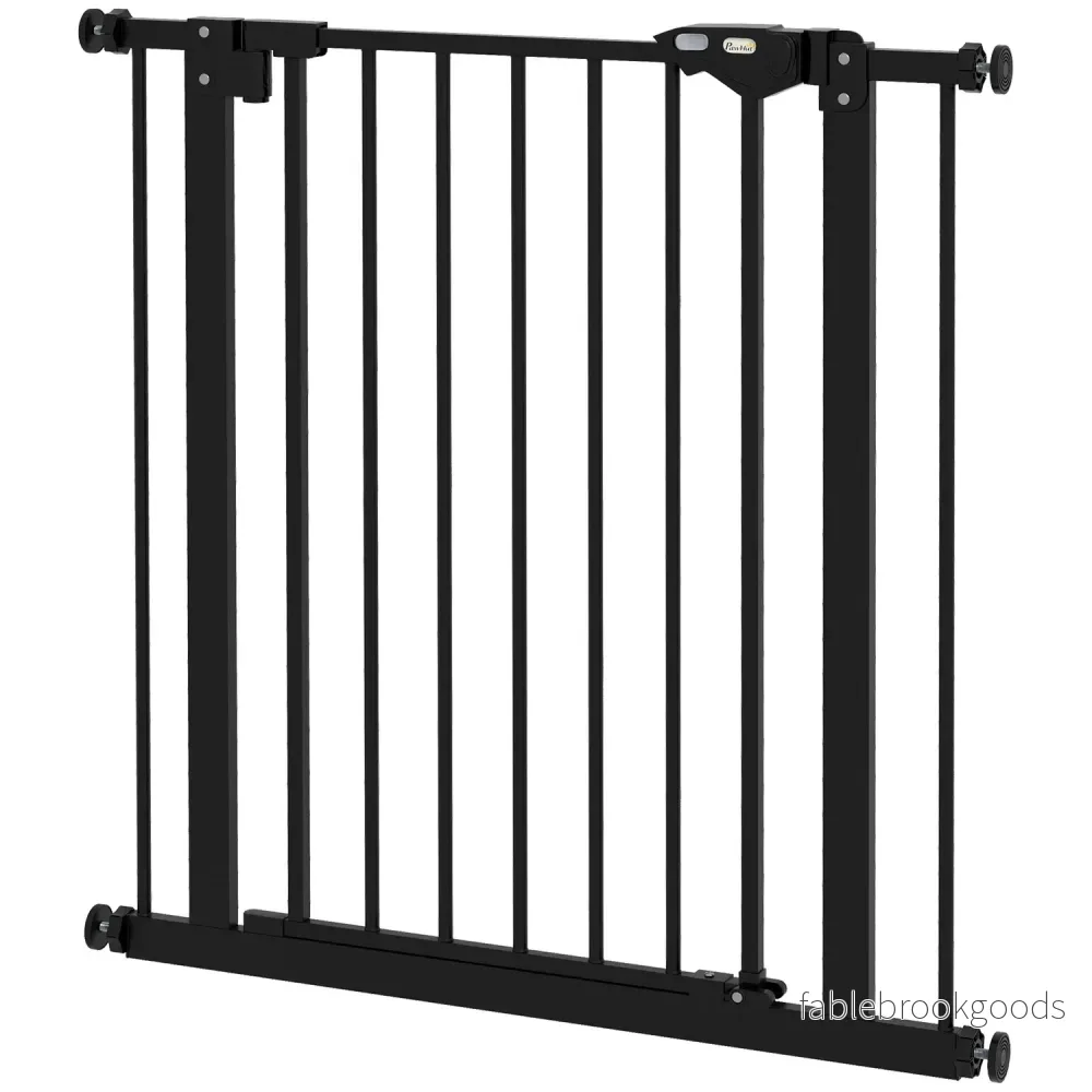 Hundsäkerhetstrappgrind, 74-80 cm, Metall & Plast, Svart