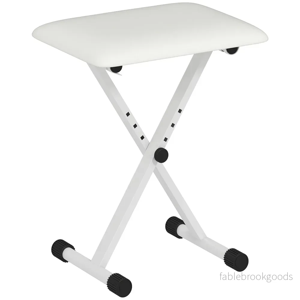 Justerbar hopfällbar pianobänk med X-frame och dyna i konstläder