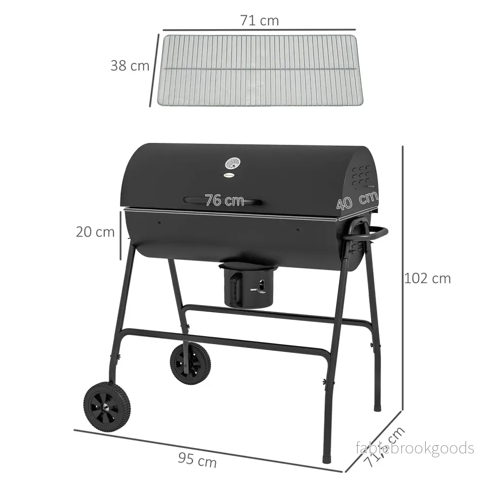 Justerbar kolgrill med termometer och hjul - Bild 3