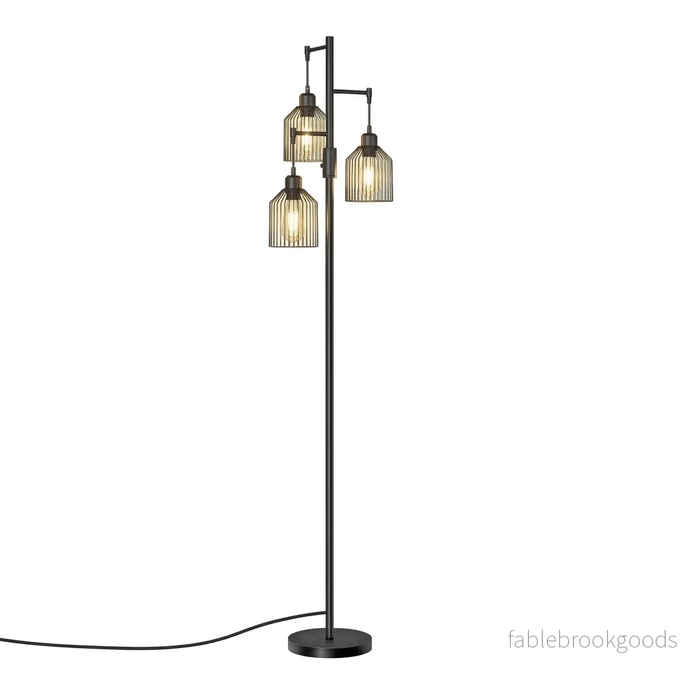 Staande lamp - 29 x 32 x 176,5 cm - 3 E27 fittingen - zwart - 4 kg - Bild 2