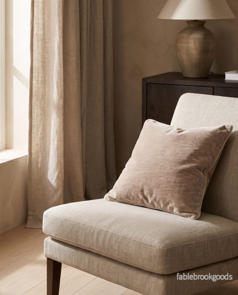 Kuddfodral Velvet Stonewash Beige - Bild 2