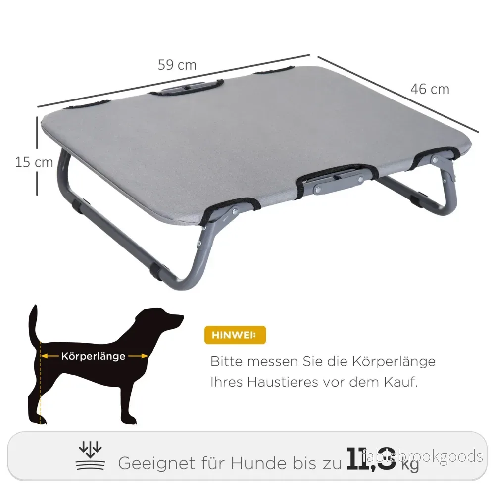 Utomhussäng för hund och katt, hopfällbar, grå, 59x46x15 cm - Bild 3