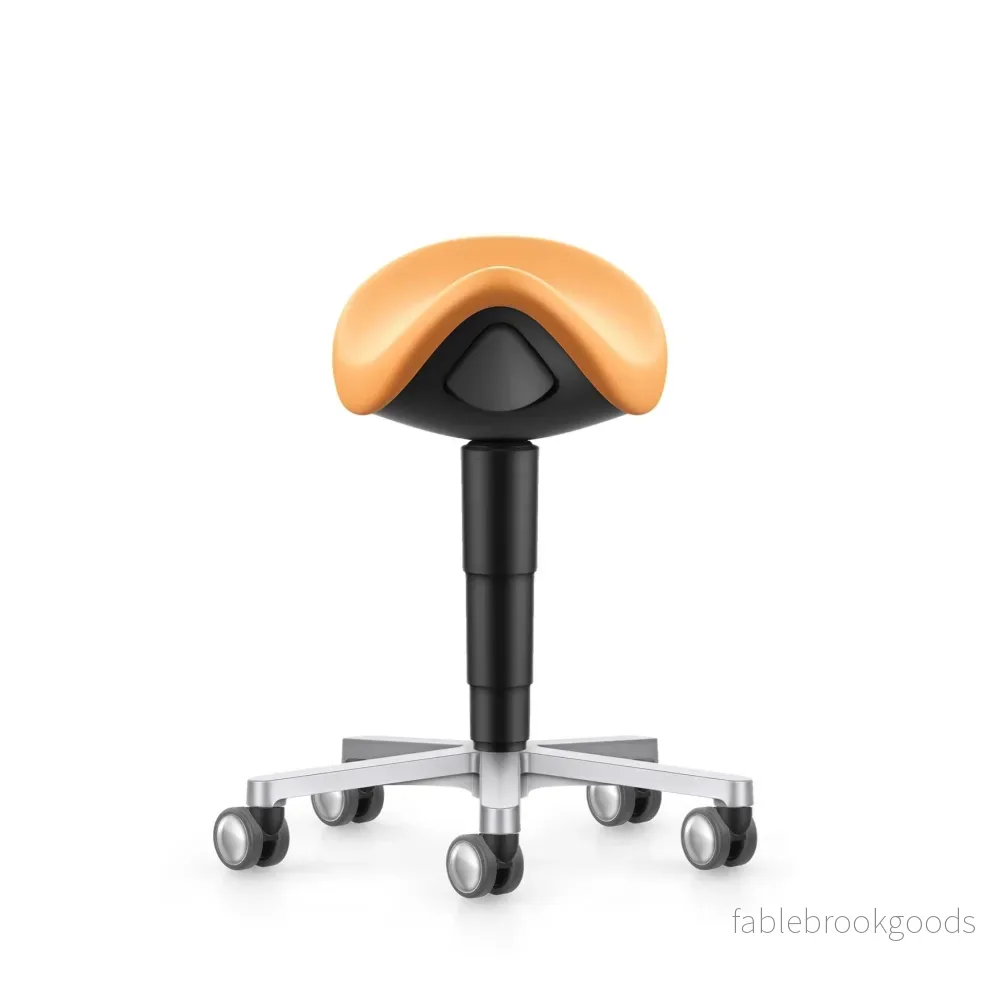 Stool laboratorie/medical sadelstol, aprikos konstläder - Bild 2