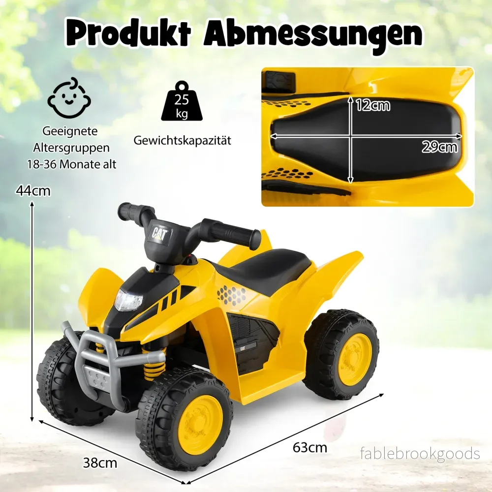 6V – Elektrisk Barn Quad Mini med LED strålkastare Elbil ATV för från månader – 18-36 – Gul - Bild 2