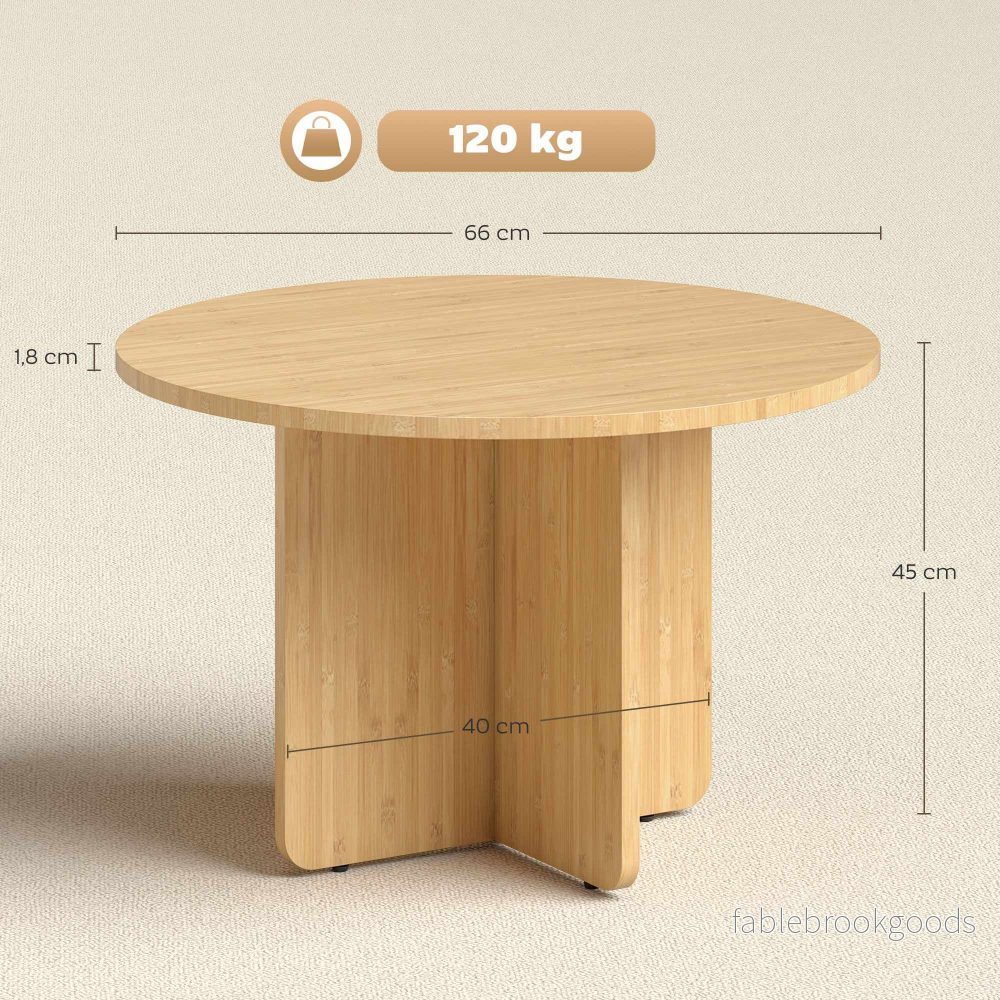 Runt soffbord i bambu, naturlig finish, 120 kg kapacitet - Bild 3