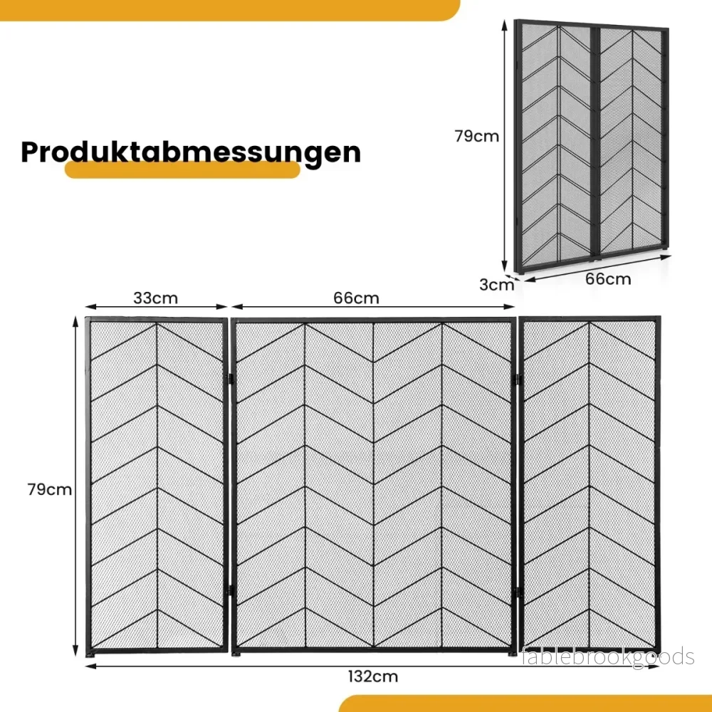 delat – hopfällbart gnistskydd med dekorativ spisspärr av trådnätsmönster – 3 – Svart - Bild 2